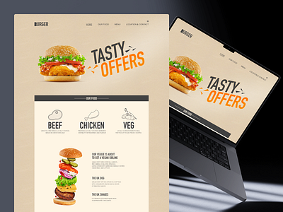 Landing page for burger cafe ui