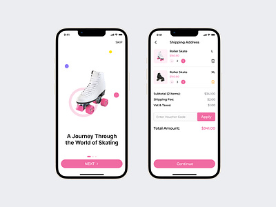 Skates shoe Shopping cart. research skates shoe shopping app ui ux