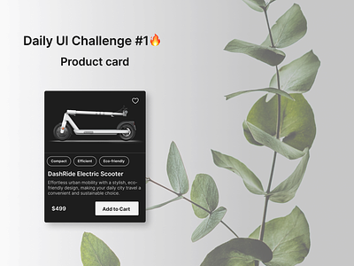 Product Card button challenge darkthem day1 electricbike features leaves productcard ui ux viral