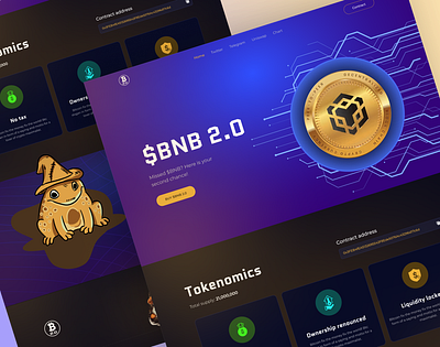 BNB 2.0 | Meme Coin Website Design blockchain bnb2.0 coin crypto ethereum header meme meme coin meme pepe landing page nft art nft landing page pepe uiux user interface wallet web3 landing page webdesign website