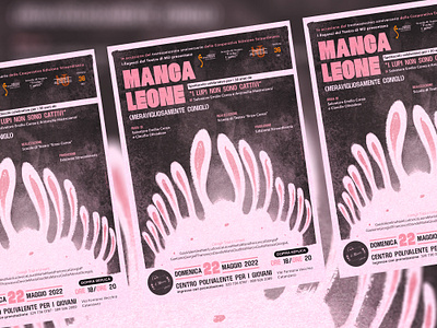 Manca Leone act black flyer graphic design ill illustration layout pink play poster rabbit theatre