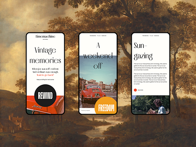 TimeMachine vintage mobile UI design mobile ui vintage webdesign website
