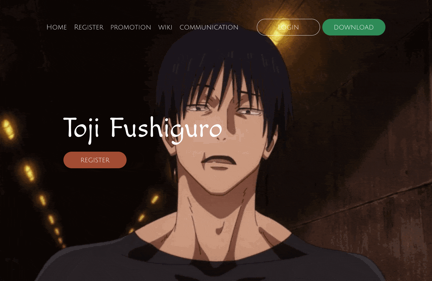 Toji Fushiguro Landing Page animation anime branding design designinspiration figma graphic design landingpage photoshop tojifushiguro ui ux webdesign