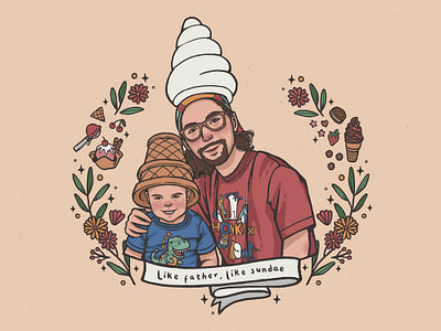 Father & Son cartoon custom portrait customized portrait freehand drawing illustration personalized portrait portrait