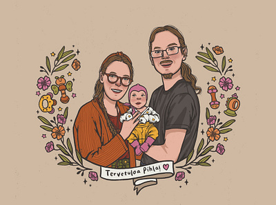Family's Portrait cartoon custom portrait customized portrait freehand drawing illustration personalized portrait portrait