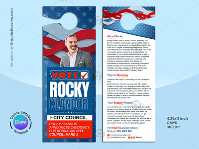 Election Day Political Door Hanger Template Canva canva canva door hanger design canva template design door hanger election campaign door hanger political candidate door hanger political door hanger design political voting door hanger