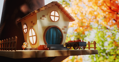 Fall: At home 3d artist 3d modeling 3danimation 3ddesign 3dillustration autumn cozy fall
