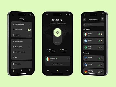 VPN Mobile App app dark theme ios ios app mobile app ui ui mobile app ux ux mobile app vpn vpn mobile vpn mobile app