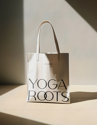 Yoga Roots - Eco Bag beauty brand identity branding branding guidelines design graphic design health logo logotype minimalist monochrome paperbag pilates simplicity studio sustainability typography wellness yoga
