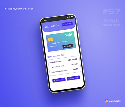 Blocked Payment card screen | Daily UI Challenge # 57/90 ui design ux design uxui designer