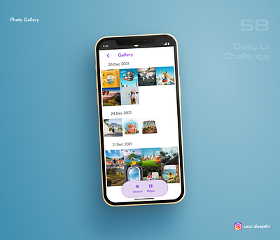Photo Gallery | Daily UI Challenge # 58/90 ui design ux design uxui designer
