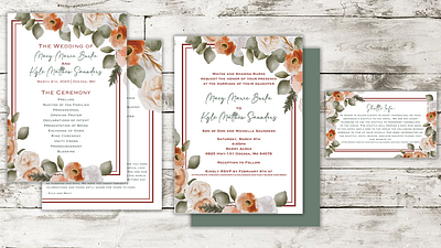 Spring Country Wedding Print Set floral graphic design invitation print design wedding