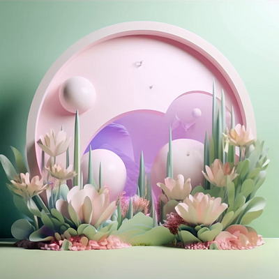 wind and flowers 3d animation motion graphics