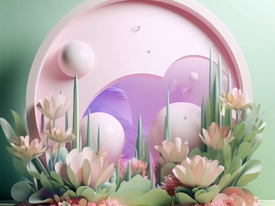 wind and flowers 3d animation motion graphics