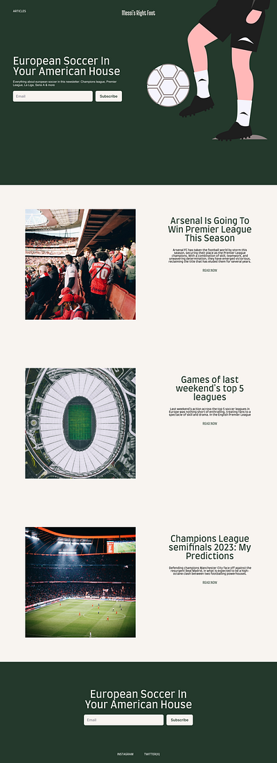 Soccer Newsletter Landing Page design graphic design newsletter ui web design