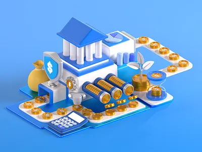Banking 3D Illustration 3d 3d art 3d illustration banking business cash currency finance investment money motion graphics payment ui