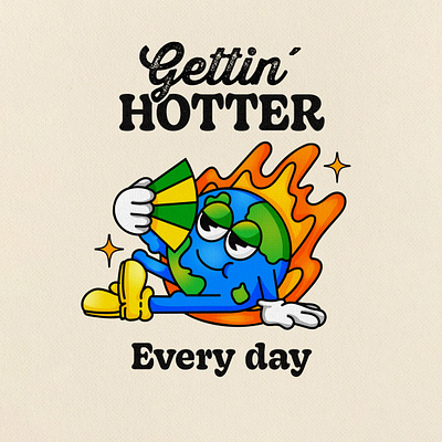 Hotter every day branding character digital graphic design illustration poster retro