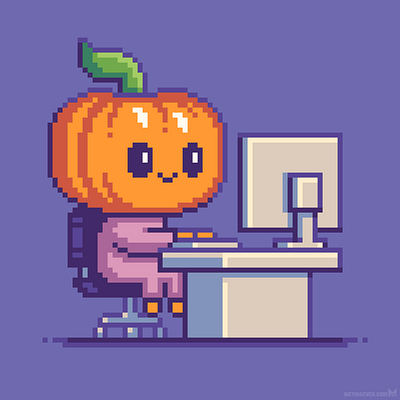 Halloween computing character design cute halloween illustration pixel art pumpkin