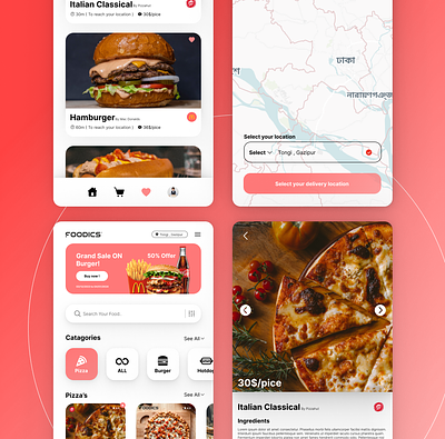 Food App UI Design. delivery app food food app food app design graphics design online app ui ux