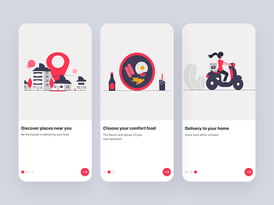 Food Love (Onboarding) app design illustration mobile app onboarding screens typography ui