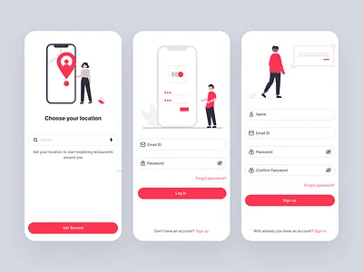 Food Love (Location,Login,Signup) location mobile app ui