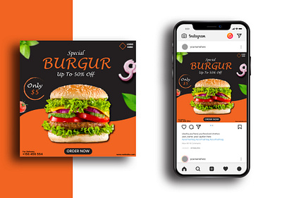 Social Media Post Design | Restaurant | Burger | Food Design banner banner design burger business company corporate design facebook post fast food food design graphic design healthy food instagram post poster design restaurant social media social media post social media post design ui vector