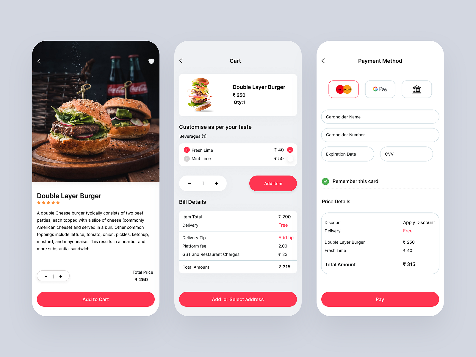 Food Love (Food details, Cart, Payment method) by Sherry Varghese on ...