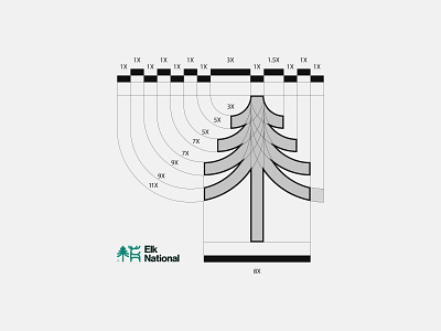 Grid construction for the tree element in Elk National branddesign brandidentity branding clean design elk gird graphic design identity identitydesign illustration illustrator logo mark minimal minimallogo nationalpark tree