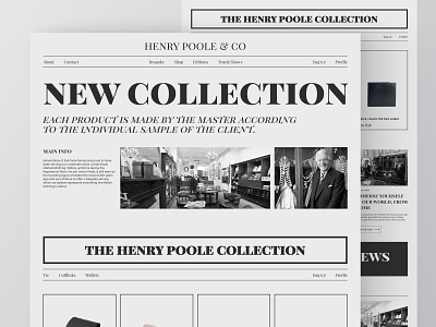 Henry Poole & Co - E-commerce Shop Clothes & Accessories black corporate design e commerce ecommerce graphic design grey magazine main page minimal news shop store ui ux web white