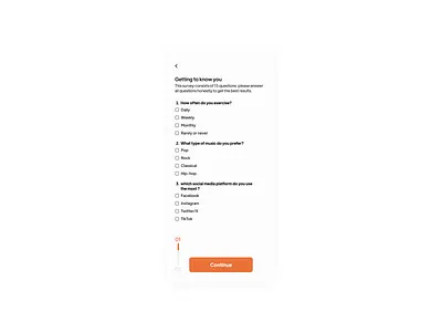 Daily UI #59 app dailyui design designinspiration designoftheday graphic design multiple choice questionnaire radio button survey survey questions ui