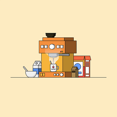 Coffee machine 2d after effects animation design graphic design illustration illustrator motion graphics