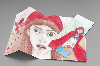 Red line - Leporello drawing graphicdesign illustration leporello little red riding hood traditional art