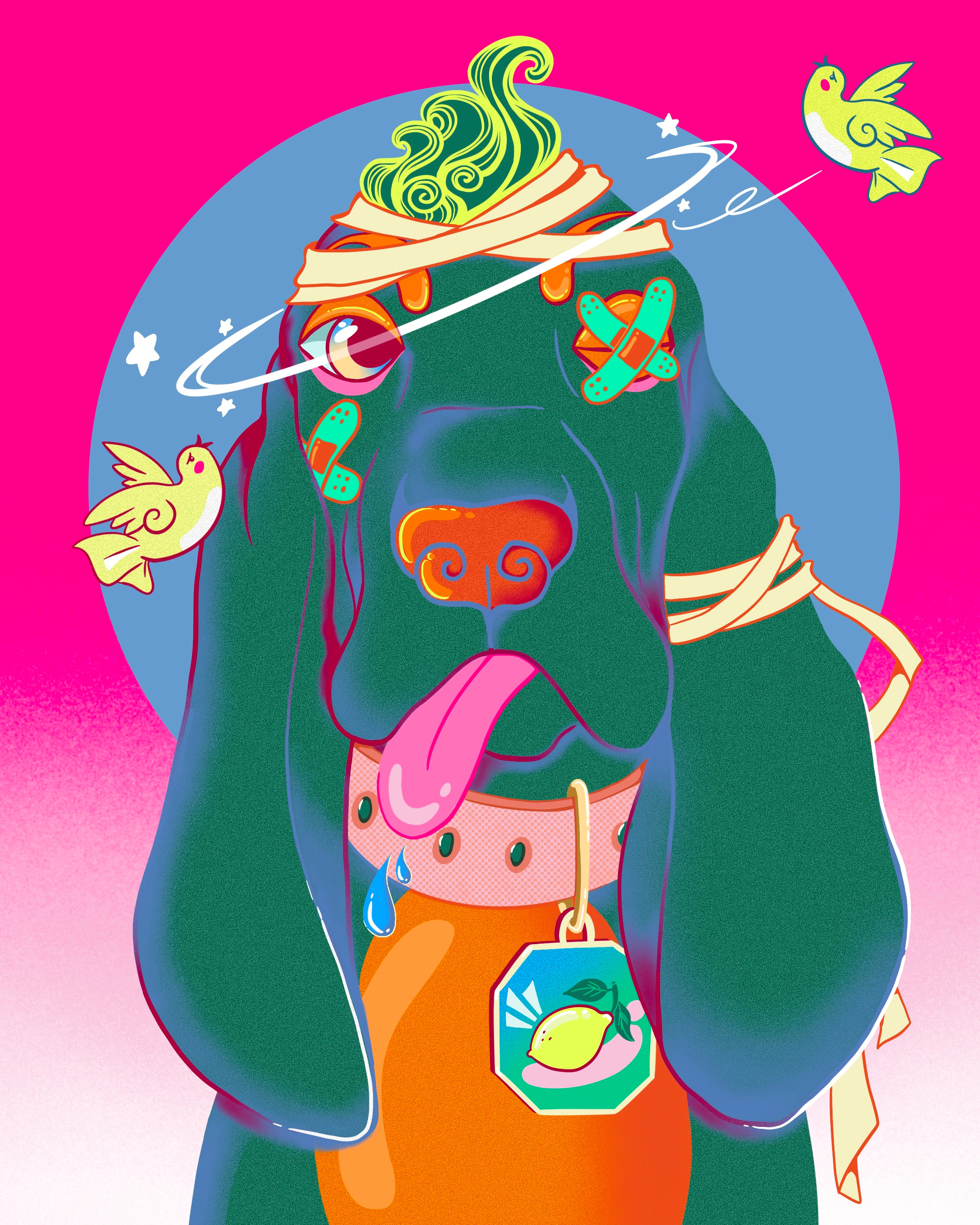 Tough Times adobe fresco adobe fresco illustration animal bird cartoon color cute design digital dog illustration pet