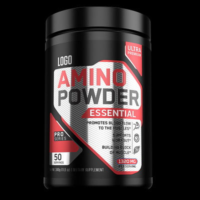 Amino Acids label concept aug 2022 (available) 3d 3d art amino concept design gym illustration label logo natalino powder pre workout sport sport supplement supplement label ui