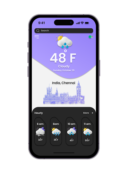 Weather App Ui Design 3d animation branding graphic design logo motion graphics ui uiux design weather app design ux ux design ux ui design weather app design