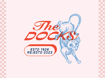 The Docks Logo/Illustration americana brand branding cat cat logo design drawing etching graphic design hairless cat houston illustration inking logo naked cat sphinx vintage