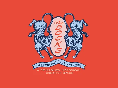 The Docks Logo americana brand branding cat cat logo design drawing etching graphic design hairless cat houston illustration inking logo naked cat pen sketch sphinx vintage