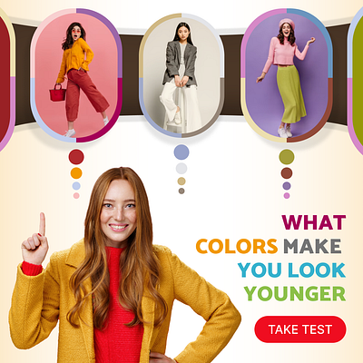 WHAT COLORS MAKE YOU LOOK YOUNGER. Social Media Ad Post Designs adagency adcreative addesign advertising branding clothing color graphic design graphicdesign look make a choice make you look marketing socialmedia ui visualdesign