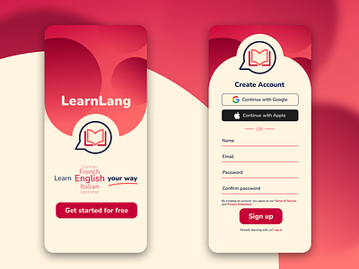 LearnLang - DailyUI #001 - Sign up app dailyui design language layout mobile sign up