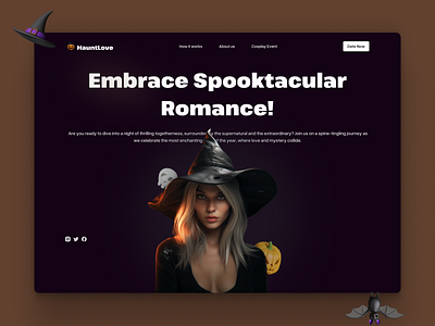 HauntLove: Halloween Dating Hero Section design figma graphic design illustration product design ui ui design ux design