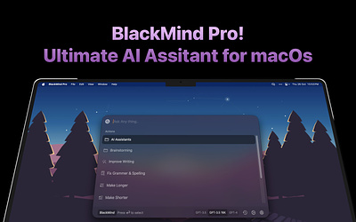 Design for BlackMind Pro - ChatGPT on mac like never before ai ani app bard chatgpt google graphic design mac macos ui ux web