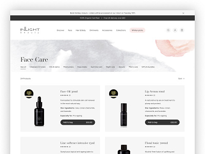 Skincare collection page UI for a Shopify store beauty beauty ui clean design clean ui collection page collection ui design desktop ui ecommerce modern ui product ui shopify shopify ui skincare skincare ui ui