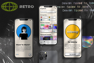 Retro Udemy mobile app design graphic design ui