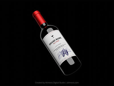 red wine bottle 3d visualization 3d alcohol bottle branding cgi design identity illustration label logo modeling packaging product design red wine render vino visual visualization wine winery