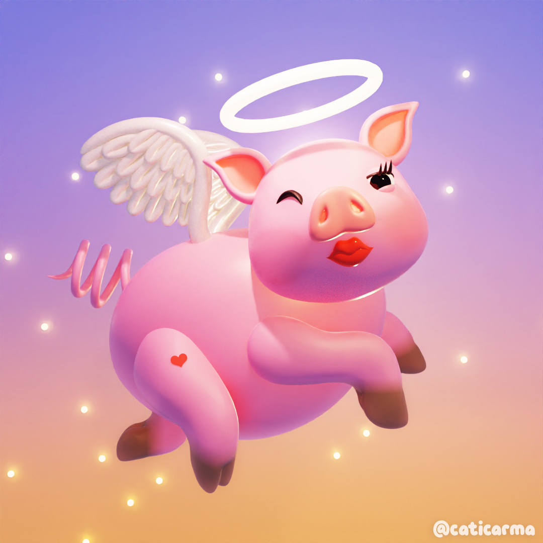 Holy Pig 3d 3d angel 3d animation 3d art 3d artist 3d character 3d design 3d gif 3d illustration 3d illustrator 3d modelling 3d pig berlin 3d blender blender 3d character design colorful cute illustration kawaii