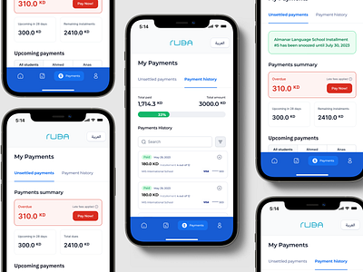 Installment Payment Flow | Ruba app bnpl buy now pay later checkout clean design edtech education finance fintech flat installment mobile payment simple startup ui uiux ux