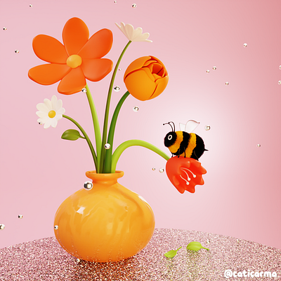 Fluffy Bee 3d 3d animation 3d artist 3d bee 3d character 3d design 3d flowers 3d gif 3d illustration 3d illustrator 3d modeling 3dart berlin 3d blender blender 3d character design colorful cute illustration kawaii