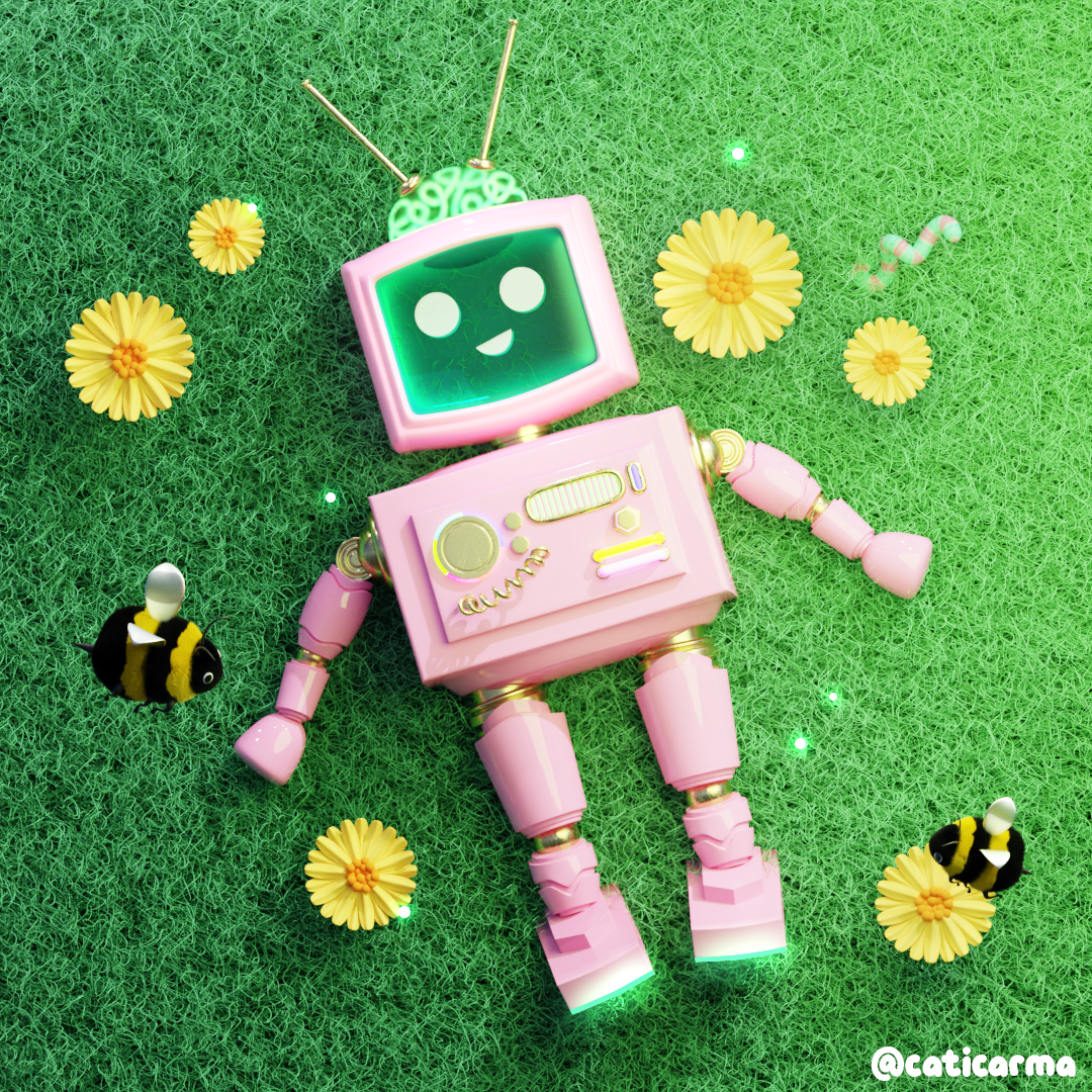 Hippy Robot 3d 3d art 3d artist 3d blender 3d character 3d design 3d gif 3d illustration 3d illustrator 3d modelling berlin berlin 3d blender character design cute illustration kawaii