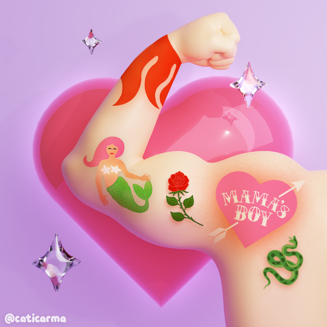 Mama's Boy 3d 3d arm 3d art 3d artist 3d boy 3d character 3d design 3d gif 3d illustration 3d illustrator 3d modeling berlin 3d blender blender 3d character design colorful cute illustration kawaii tattoo