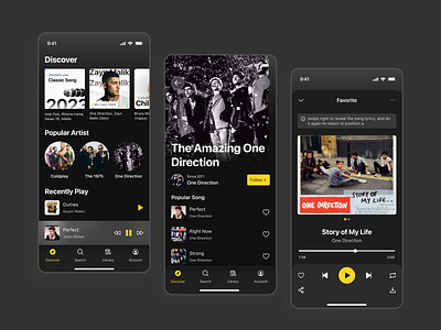 Melody - Music Player Exploration dark mode design ios mobile apps modern music music player simple ui